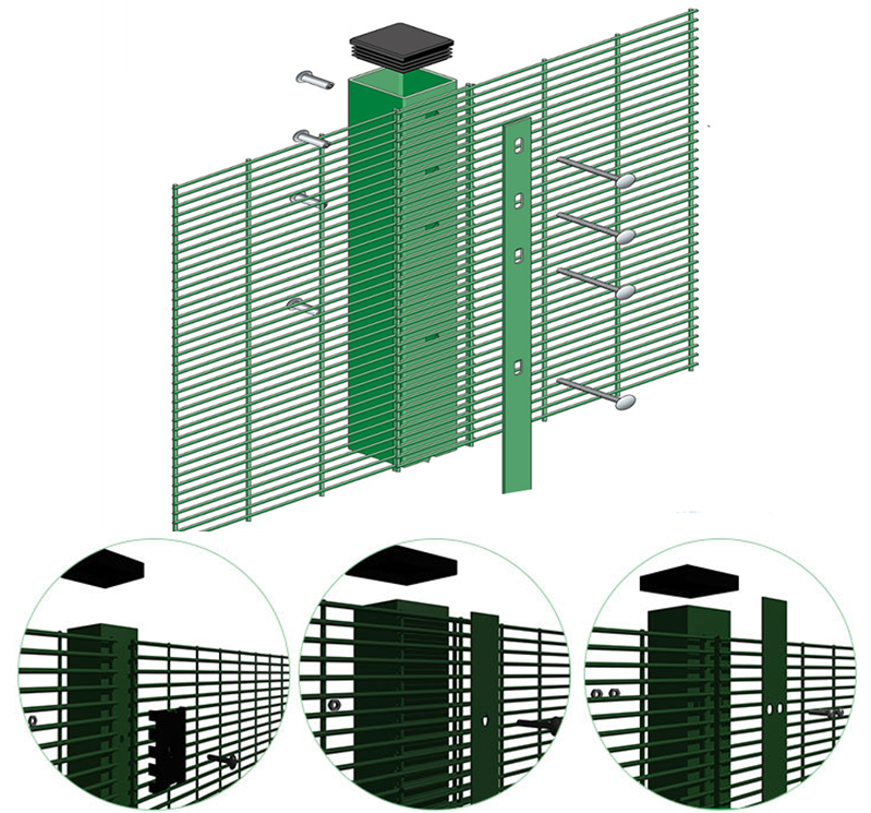 Clearvu Anti Climb Prison Fence Panels 358 Wire Mesh Anti-Climb High Security Fencing
